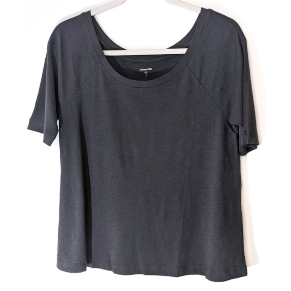 Garnet Hill Tops - Garnet Hill Essential Short Elbow Sleeve Charcoal Gray Small
